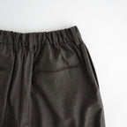EXTRA FINE WOOL EASY LONG WIDE TROUSERS #CHARCOAL BROWN [ST.1612]