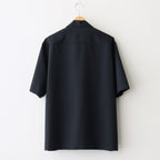 SUPER FINE TROPICAL WOOL OPEN COLLAR HALF SLEEVED SHIRT #TOP DARK NAVY [A25SS02WT]