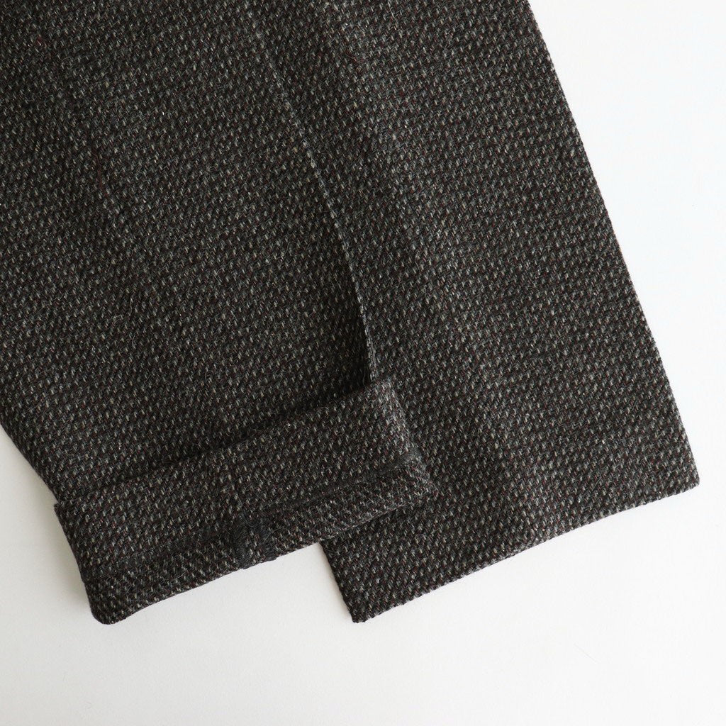 ALPACA WOOL SILK TWEED SLACKS #GRAY BROWN HAIRLINE [A25AP04LS