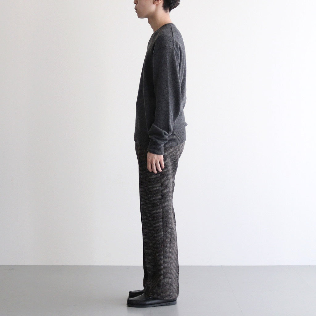 ALPACA WOOL SILK TWEED SLACKS #GRAY BROWN HAIRLINE [A25AP04LS