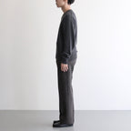ALPACA WOOL SILK TWEED SLACKS #GRAY BROWN HAIRLINE [A25AP04LS]