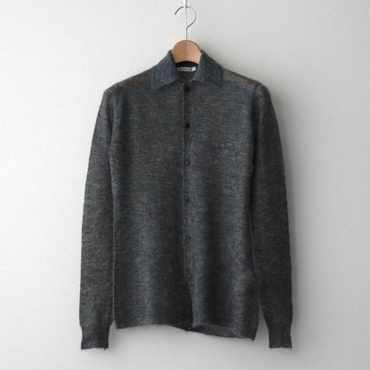 KID MOHAIR SHEER KNIT SHIRT CARDIGAN #TOP CHARCOAL [A24AC02FG]