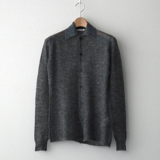 KID MOHAIR SHEER KNIT SHIRT CARDIGAN #TOP CHARCOAL [A24AC02FG]