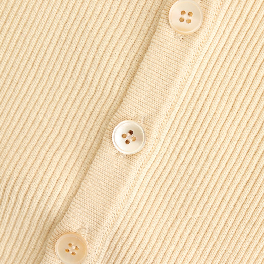 COTTON HIGH GAUGE RIB KNIT CROPPED CREW NECK CARDIGAN #YELLOW [A00C04HR]