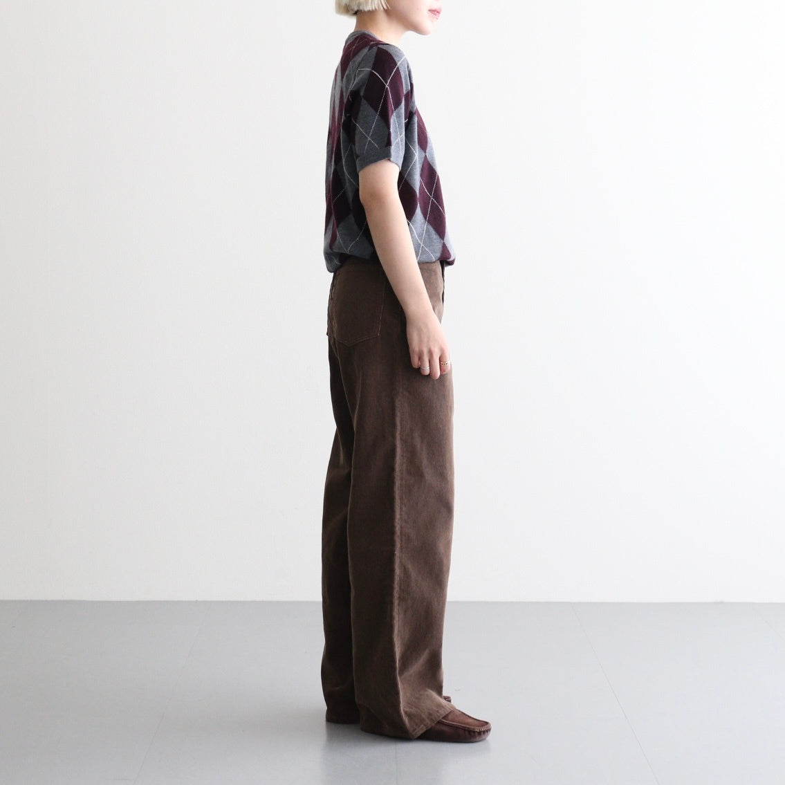 Argyle Short Sleeve #GREY×BORDEAUX [I26AW-K6]