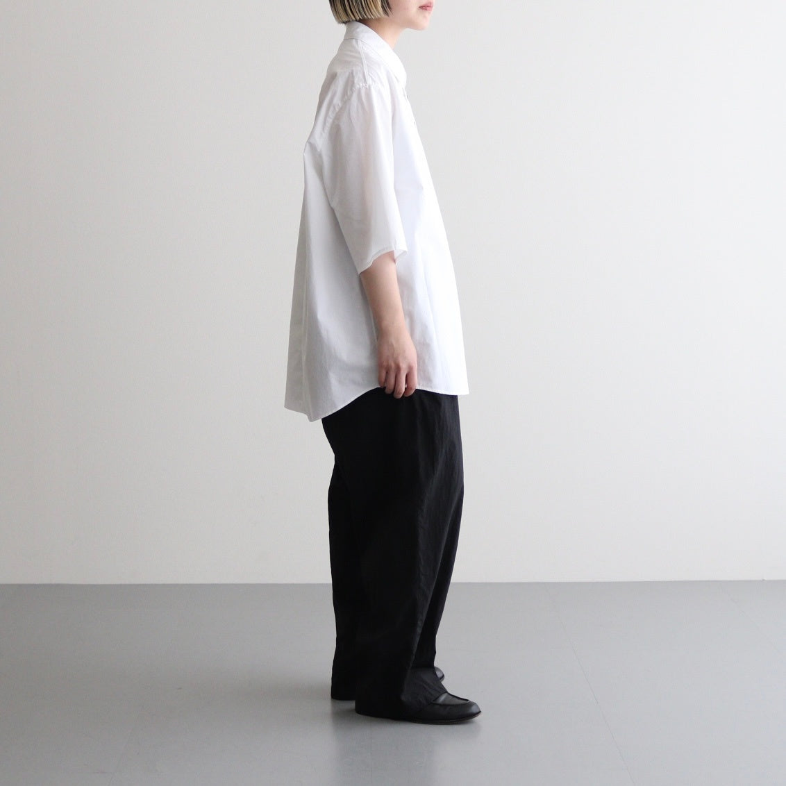 FHFSSH - コットン・ ポリコア タイプライター 半袖シャツ #01 Off White [SN_FR0405SH]