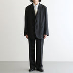 BLUEFACED WOOL TWO-TUCK SLACKS #CHARCOAL NAVY STRIPE [A26AP02BS]