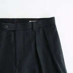 BLUEFACED WOOL TWO-TUCK SLACKS #CHARCOAL NAVY STRIPE [A25AP05BS]