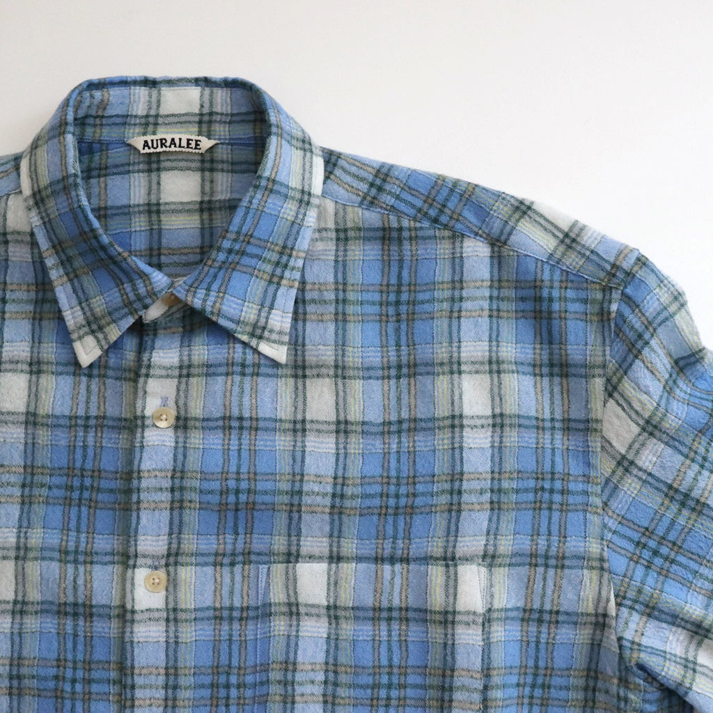 AIRY WOOL CHECK SHIRT #BLUE CHECK [A24AS02WN]