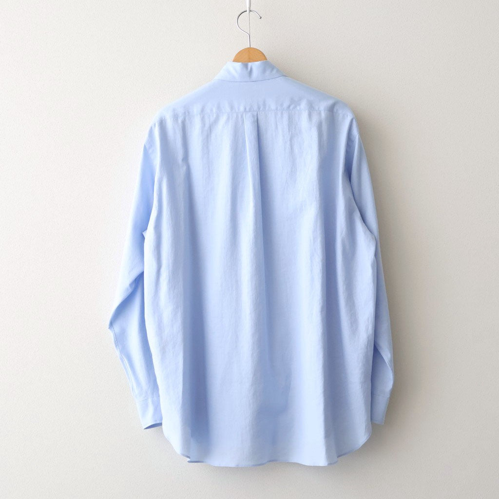 COTTON SILK OVERSIZED REGULAR COLLAR SHIRT #SAX [ST.1492]