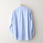 COTTON SILK OVERSIZED REGULAR COLLAR SHIRT #SAX [ST.1492]