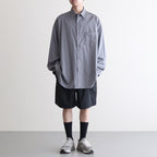 Silicon Poplin Oversized Regular Collar Shirt #GRAY [GM243-50144]