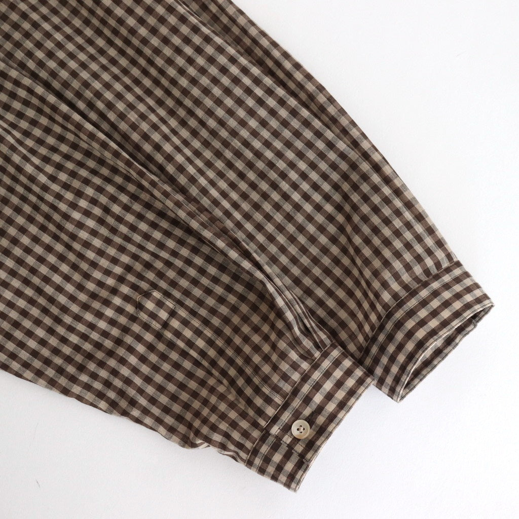 AIRY LIGHT COTTON CHECK P/O SHIRT #BROWN GINGHAM CHECK [A25SS02GC]