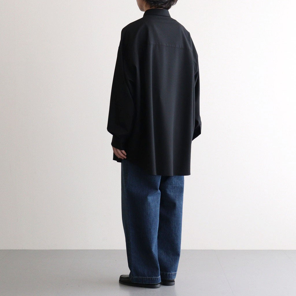 Extra Fine Wool L/S Oversized Regular Collar Shirt #BLACK [GM251-50092B]