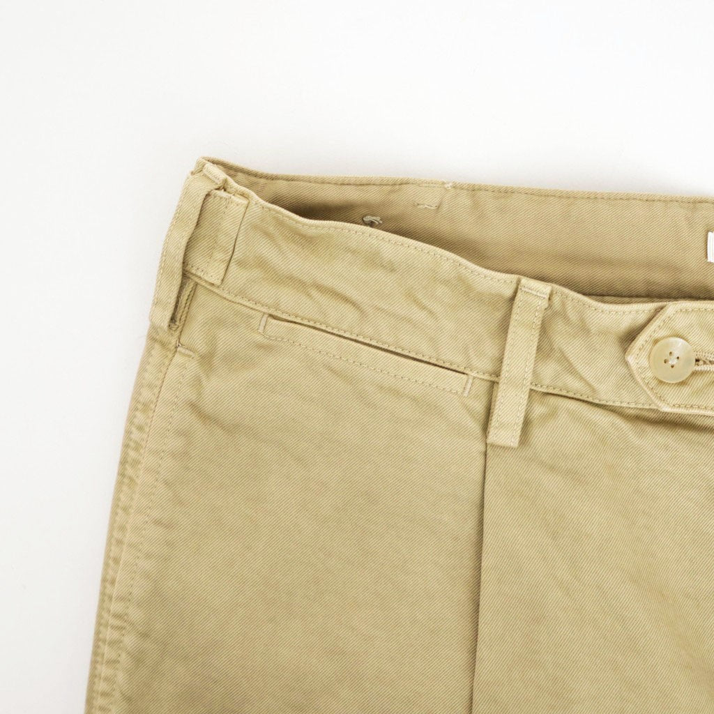 GARMENT-DYED FINX CHINO ONE-TUCK WIDE PANTS #LIGHT BEIGE [A26AP01CP]