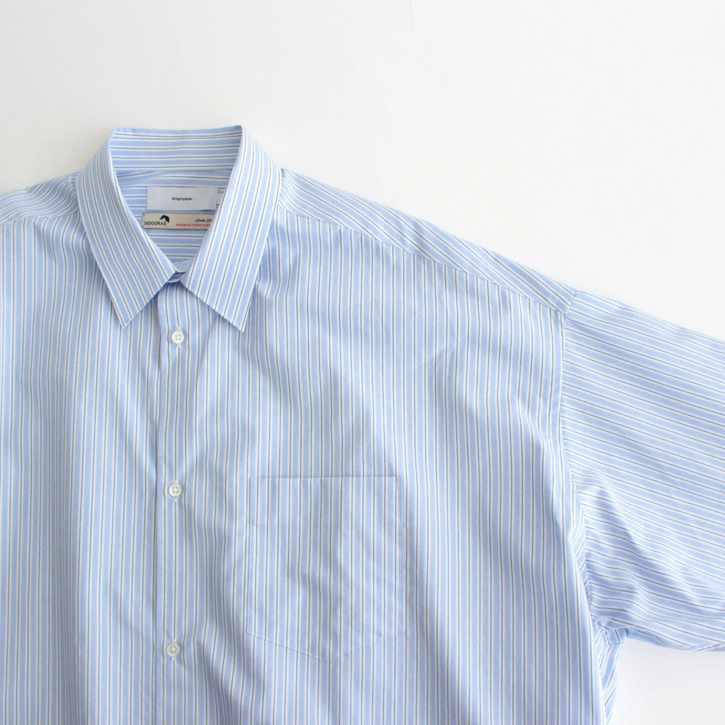 SIDOGRAS L/S Oversized Regular Collar Shirt #SAX STRIPE [GM252-50010]