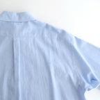 COTTON SILK OVERSIZED REGULAR COLLAR SHIRT #SAX [ST.1492]