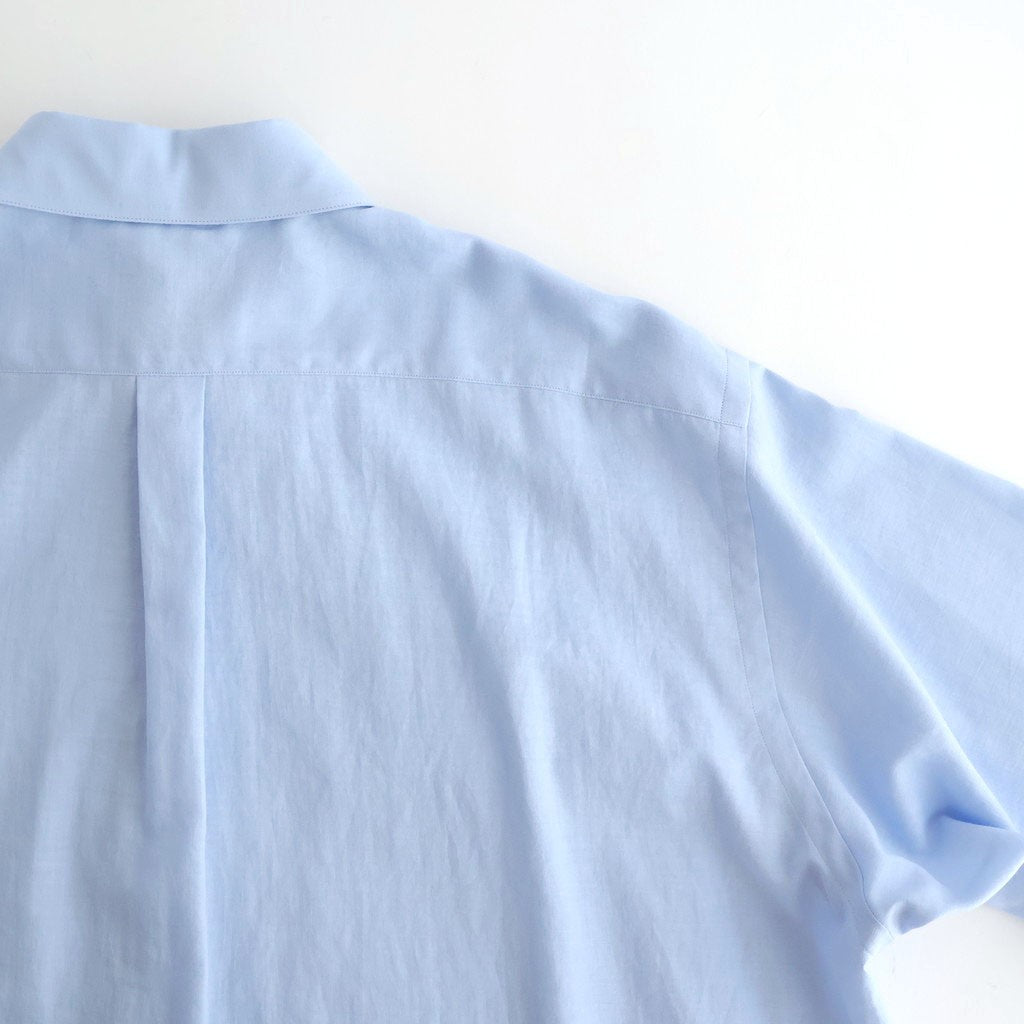 COTTON SILK OVERSIZED REGULAR COLLAR SHIRT #SAX [ST.1492]