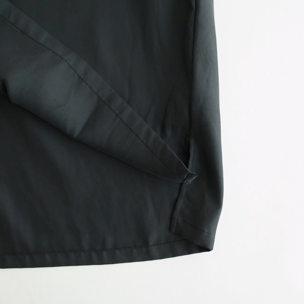 CUPRO TWILL OVERSIZED OPEN COLLAR SS SHIRT #BLACK [ST.1462]