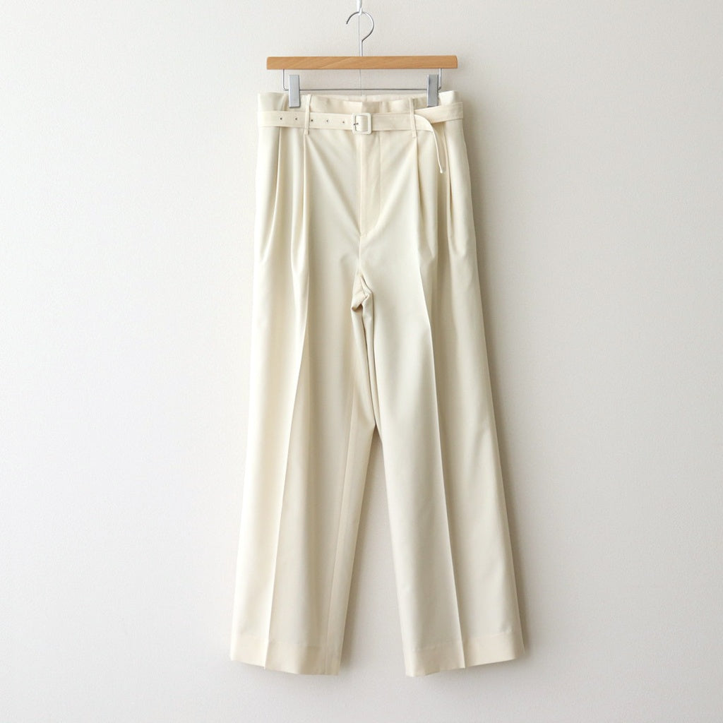 SUPER FINE TROPICAL WOOL TWO-TUCK SLACKS #IVORY [A25SP04MT]