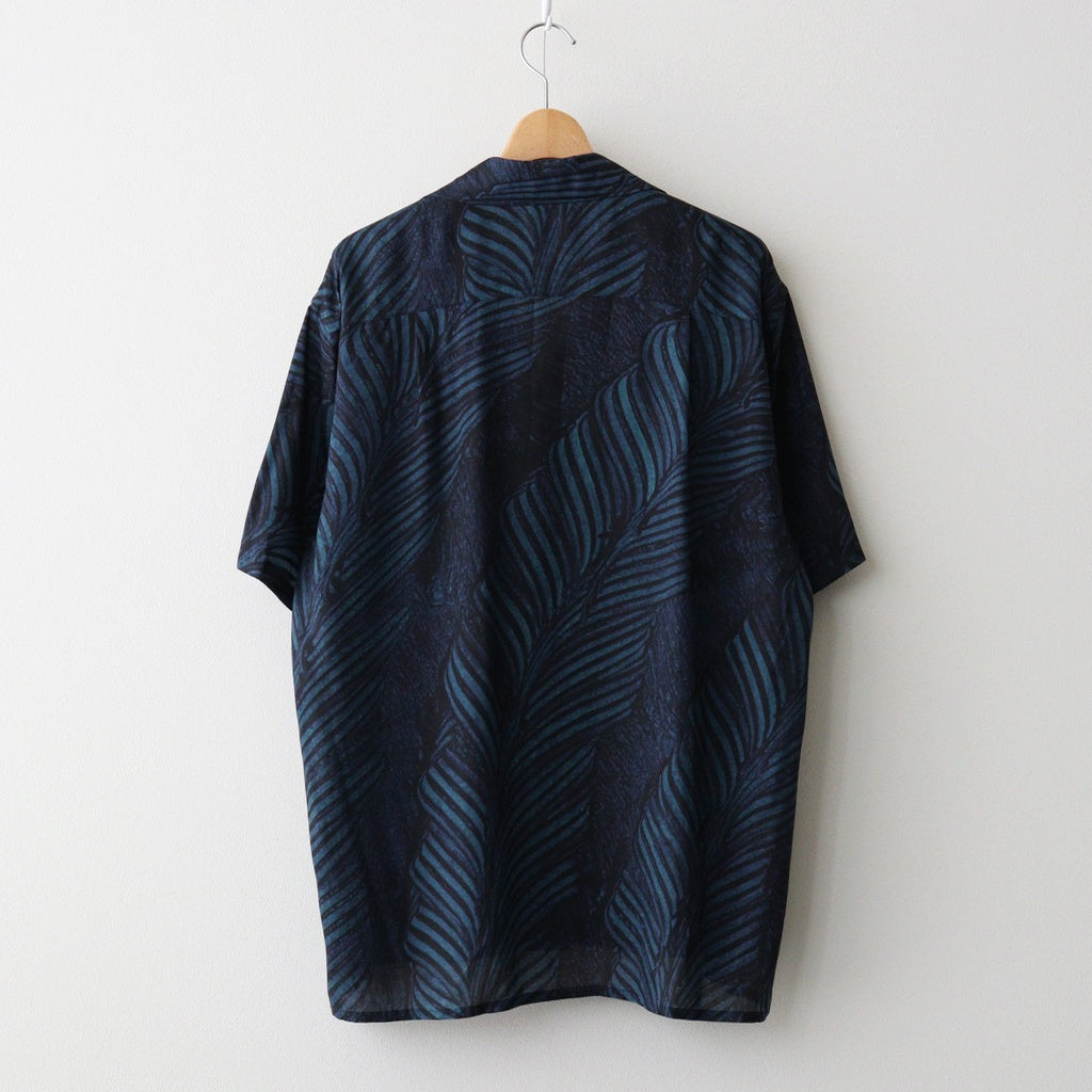 Leaf Pattern Printed Open Collar Shirt #NAVY [YK26SS01202SH]