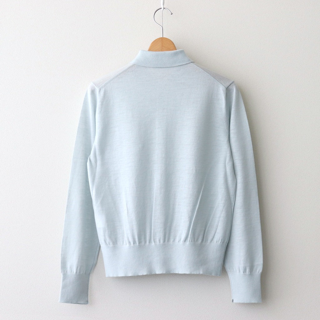 RAMIE WOOL POLO KNIT CARDIGAN #SAX [KRAGGM0126]