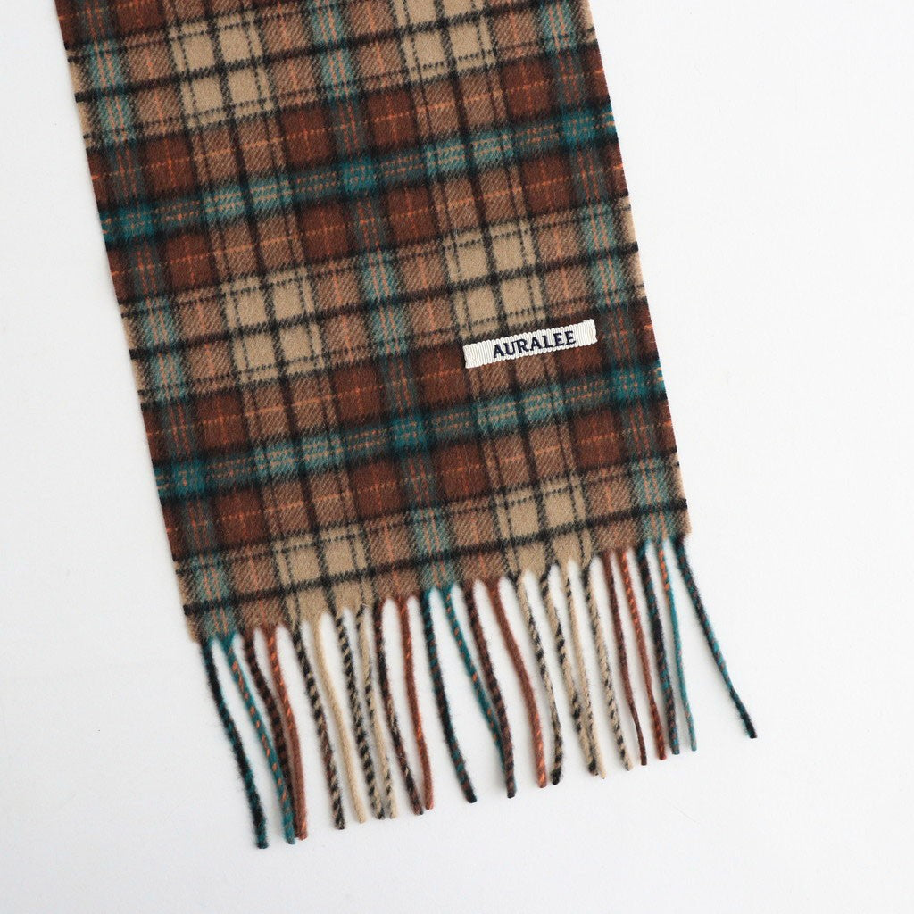 CASHMERE CHECK LONG STOLE #RED BROWN CHECK [A26AM02SL]