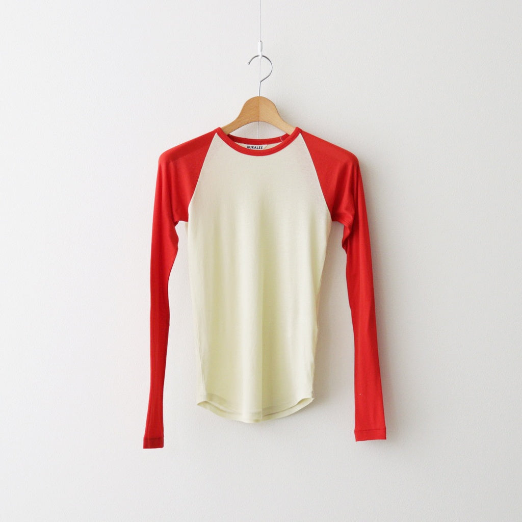 SUPER HIGH GAUGE SHEER RIB RAGLAN P/O #IVORY × RED [A26SP06HF]