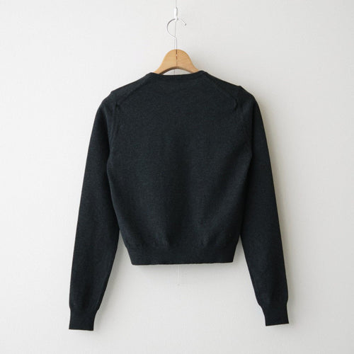 HIGH TWIST WOOL KNIT V-NECK P/O #CHARCOAL [A26AV04CK]