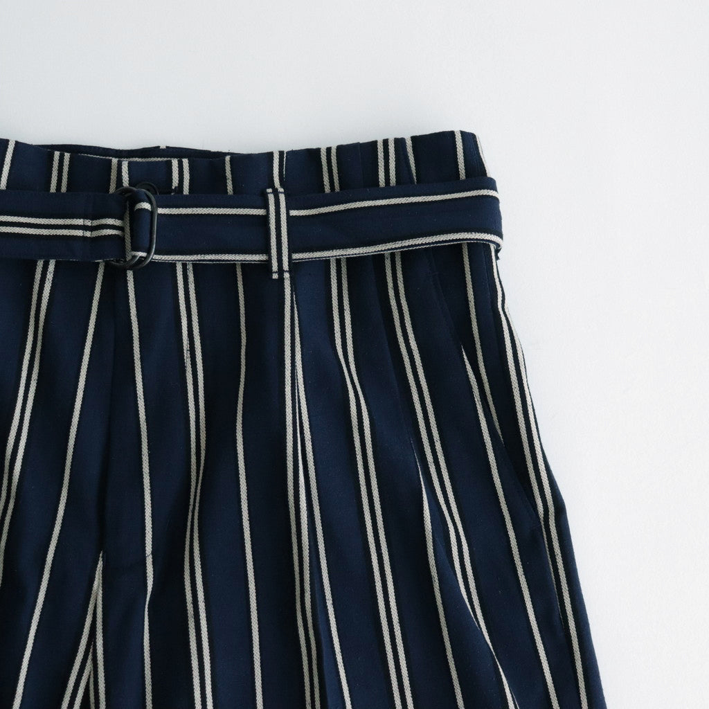 STRIPE BELTED WIDE LEG TROUSERS #NAVY [YK24SS0641P]