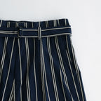 STRIPE BELTED WIDE LEG TROUSERS #NAVY [YK24SS0641P]