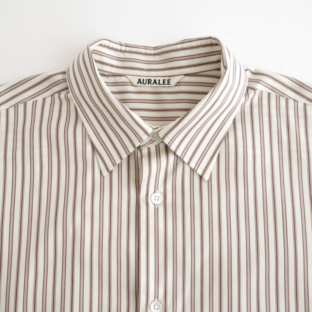 COTTON SILK STRIPE SHIRT #RED BROWN STRIPE [A26AS03CS]