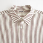 COTTON SILK STRIPE SHIRT #RED BROWN STRIPE [A26AS03CS]