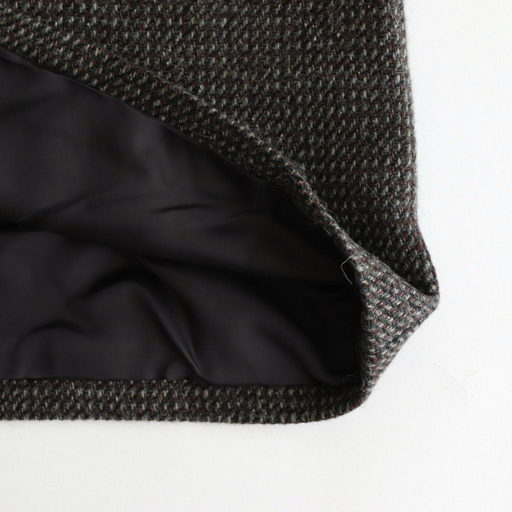 ALPACA WOOL SILK TWEED SOUTIEN COLLAR COAT #GRAY BROWN HAIRLINE [A25AC01LS]