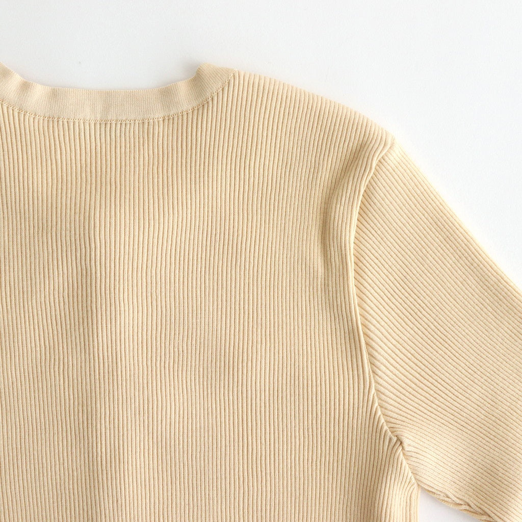 COTTON HIGH GAUGE RIB KNIT CROPPED CREW NECK CARDIGAN #YELLOW [A00C04HR]