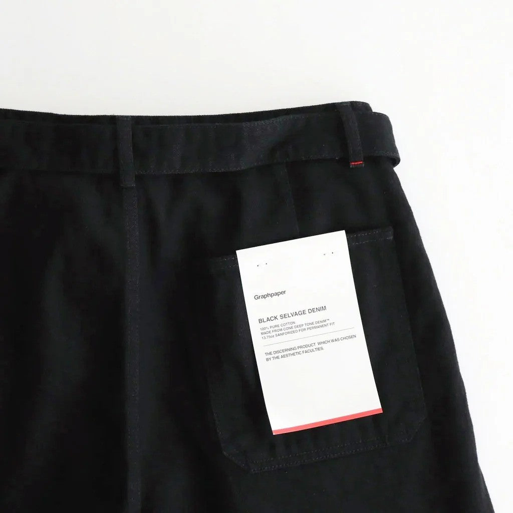 Selvage Denim Belted Pants #BLACK_WASHED [GU261-40064RB]