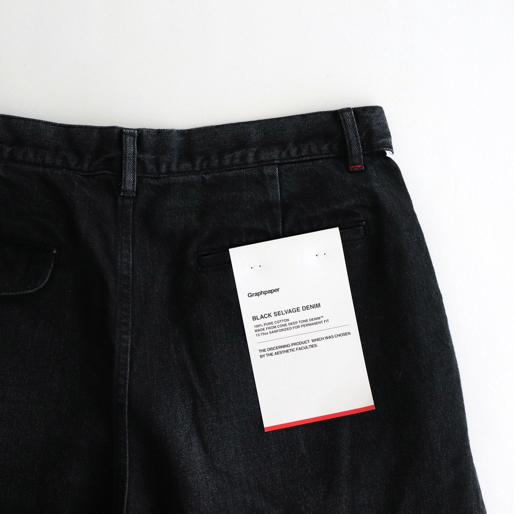 Selvage Denim Two Tuck Pants #BLACK DARK FADE [GU251-40188DB