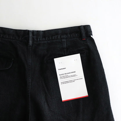 Selvage Denim Two Tuck Pants #BLACK DARK FADE [GU251-40188DB]