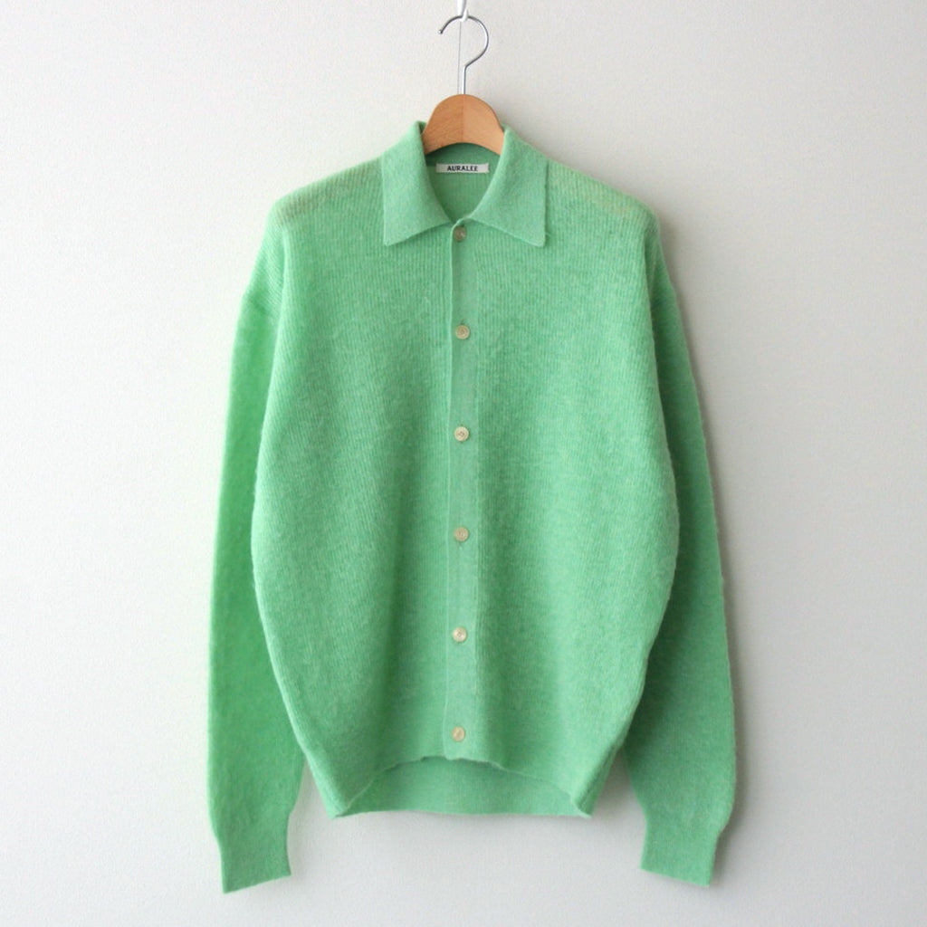 BABY SURI ALPACA SHEER KNIT SHIRT CARDIGAN #LIGHT GREEN [A24AC01AK]