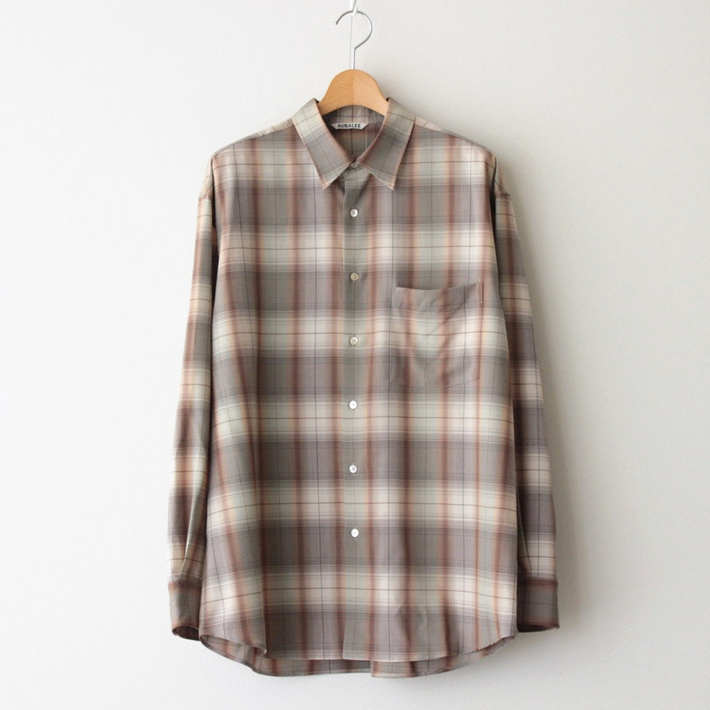 SUPER LIGHT WOOL CHECK SHIRT #GRAY BROWN CHECK [A25SS01LC]