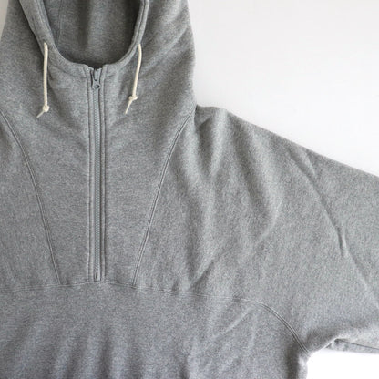 Brushed cotton fleece half zip hoodie #GRAY [HN-T024-051]