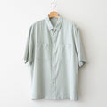 COTTON SILK VIERA LOOSE FIT HALF SLEEVE SHIRT #GREEN [BLAGLM0206]