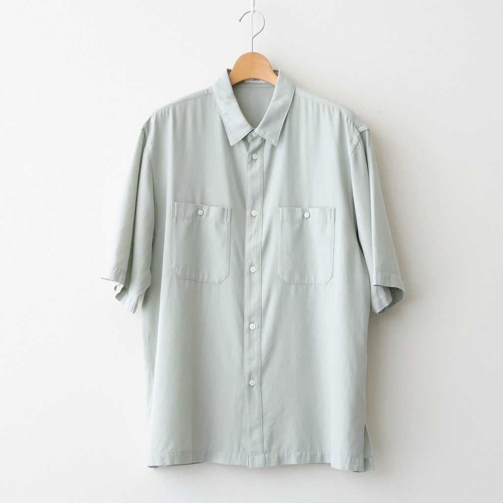 COTTON SILK VIERA LOOSE FIT HALF SLEEVE SHIRT #GREEN [BLAGLM0206]