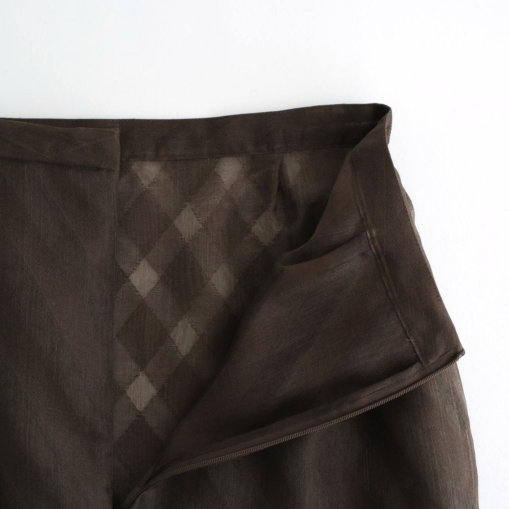 SHEER SILK COTTON CUT JACQUARD PENCIL SKIRT #DARK BROWN [A26SS02SO]