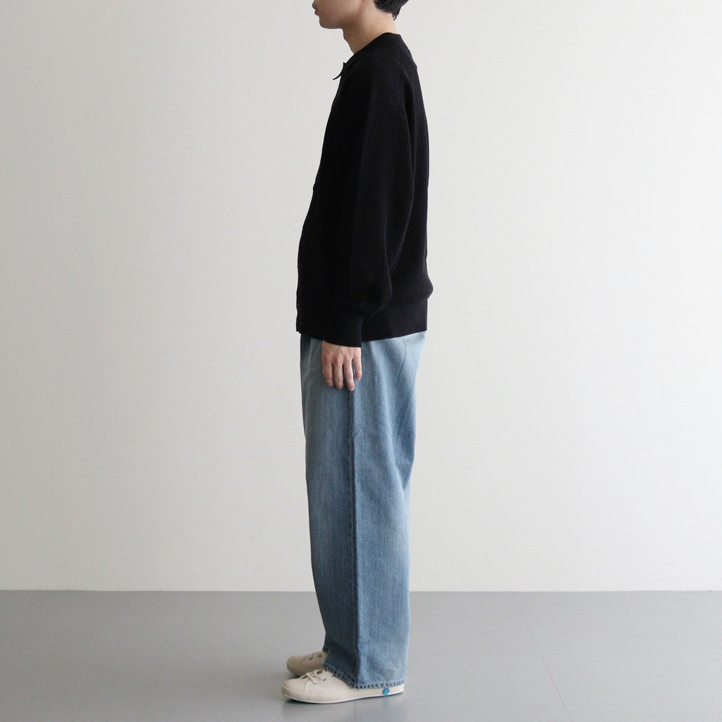 Stripe Mesh Knit Shirt #Black [2501-008]