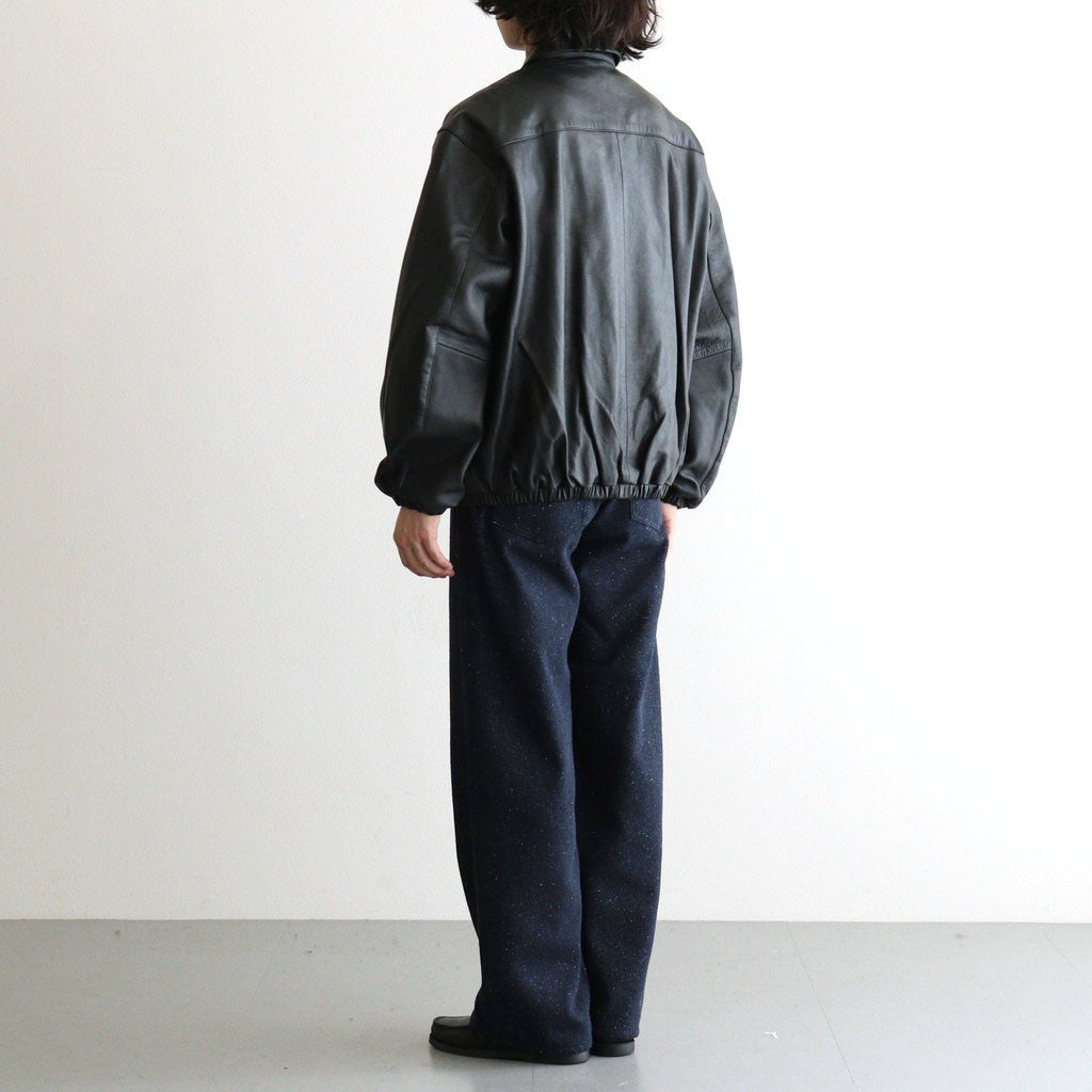 Calf Leather Sports Jacket #Black [YK26FW01306B]