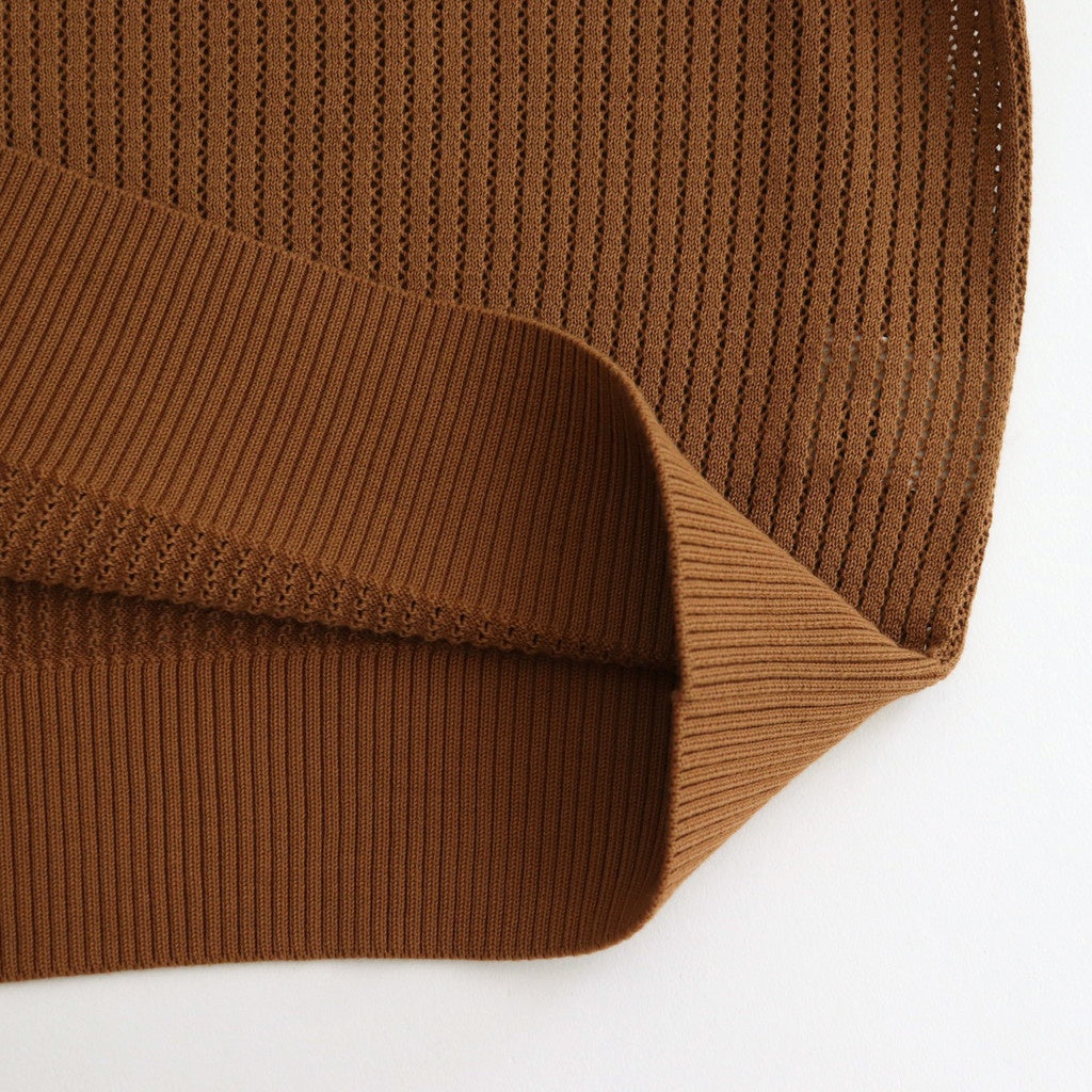 Stripe Mesh Knit Shirt #Brown [2501-008]