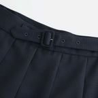 WOOL KID MOHAIR HOPSACK PLEATED SKIRT #DARK NAVY [A26SS04MH]