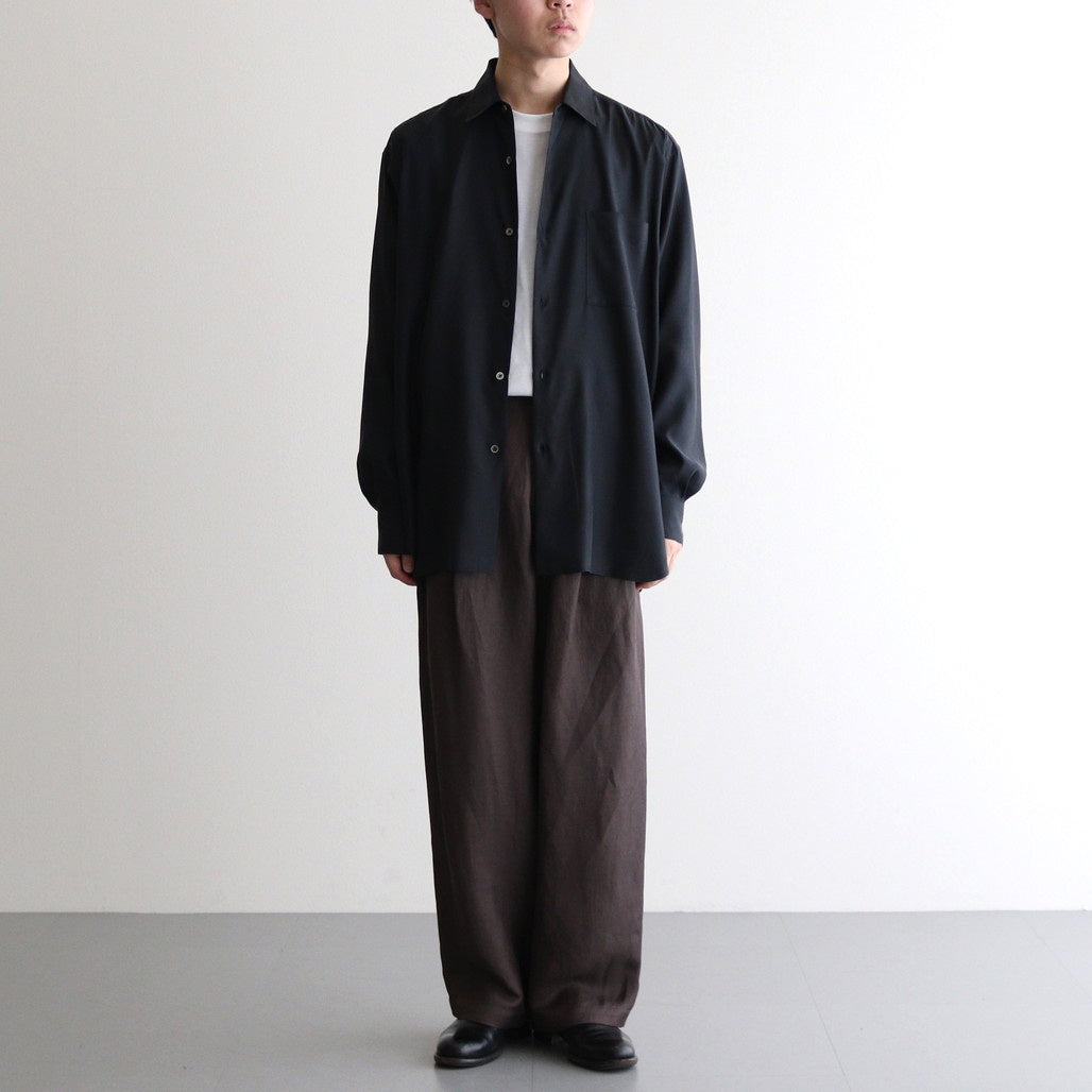 CUPRO TWILL OVERSIZED LS SHIRT #BLACK [ST.1151]
