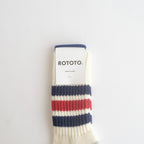COARSE RIBBED OLDSCHOOL CREW SOCKS #NAVY/D.RED [R1255-AW25]